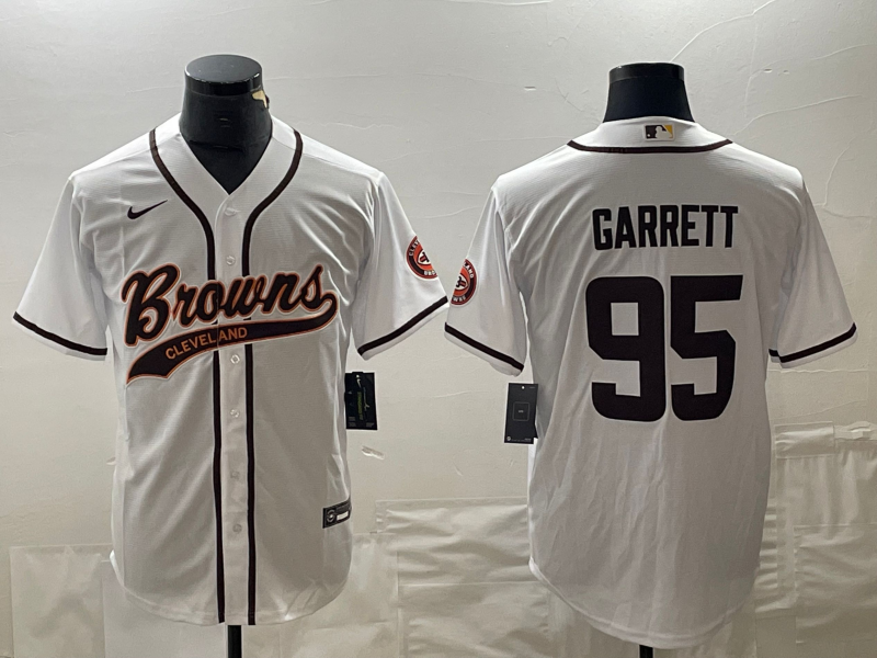 Men's Cleveland Browns Myles Garrett #95 White Jersey Joint Edition